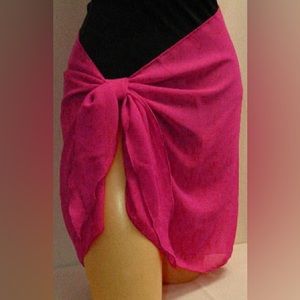 Fuchsia hot pink pink Short sarong pareo swimsuit cover-up